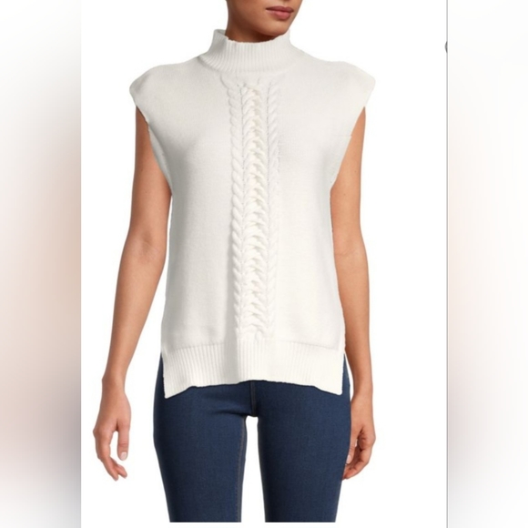 Laundry by Shelli Segal White Cable Knit Sweater Vest size M - Picture 1 of 8